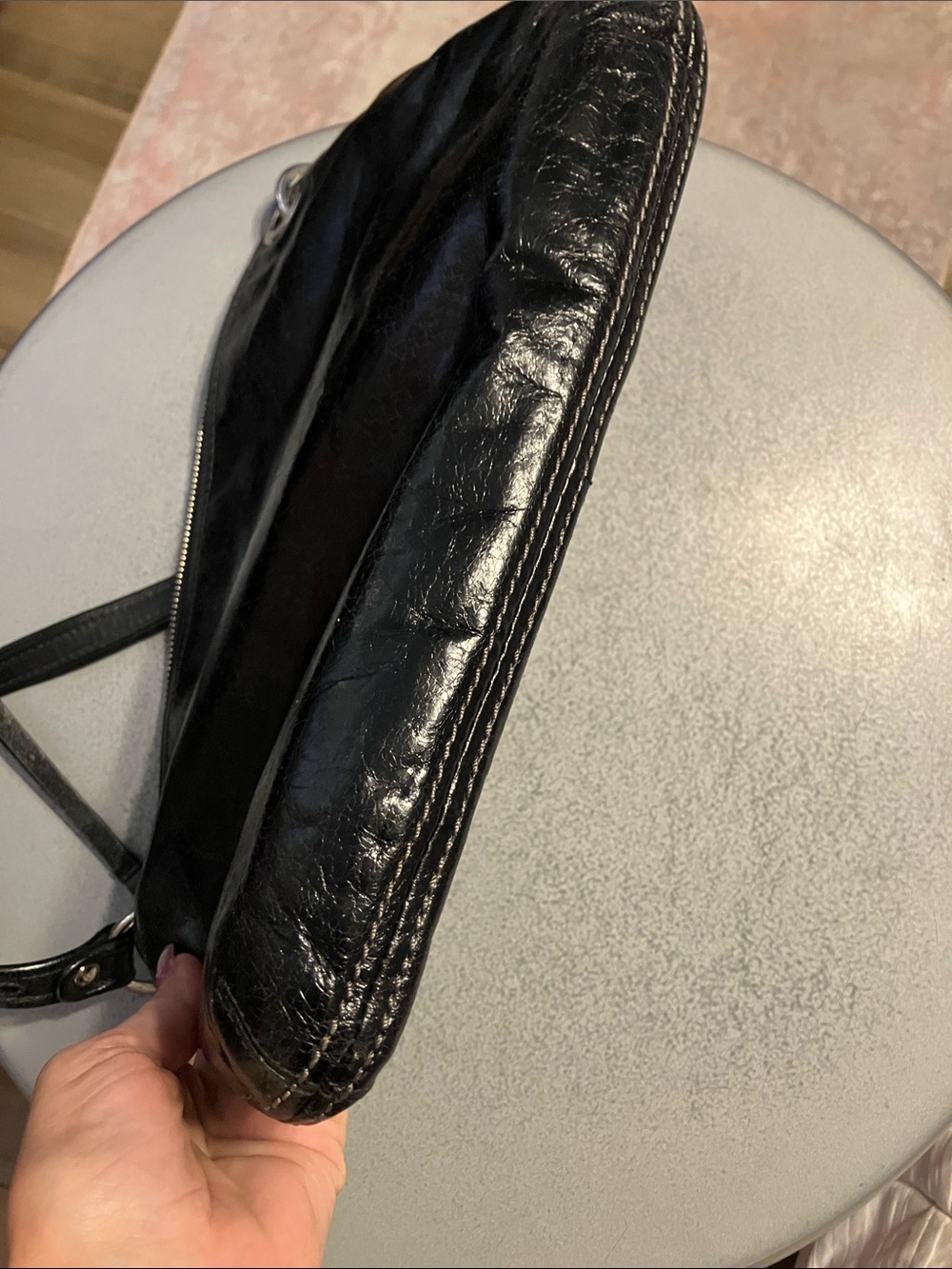 Coach Black Patent Leather Double-Pocket Shoulder Bag - Picture 6 of 6
